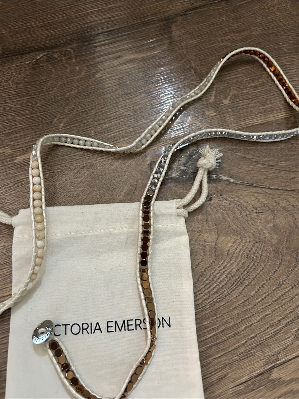 Victoria Emerson Wrap Bracelet in Cream, Amber and Silver - Picture 4 of 4